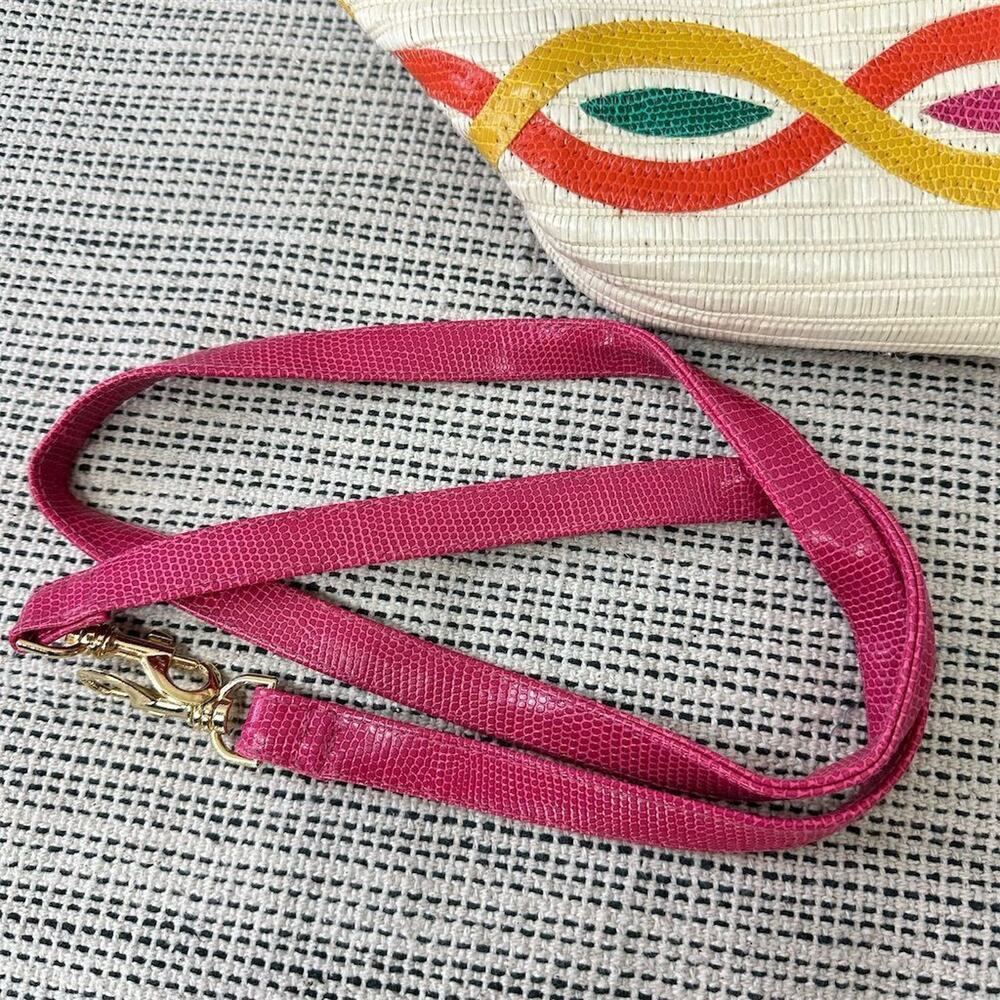 Vintage Rainbow 80s 90s Shoulder Bag‎ Woven Straw Maximalist Colorful Retro - Picture 12 of 14